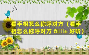 看手相怎么称呼对方（看手相怎么称呼对方 🐱 好听）
